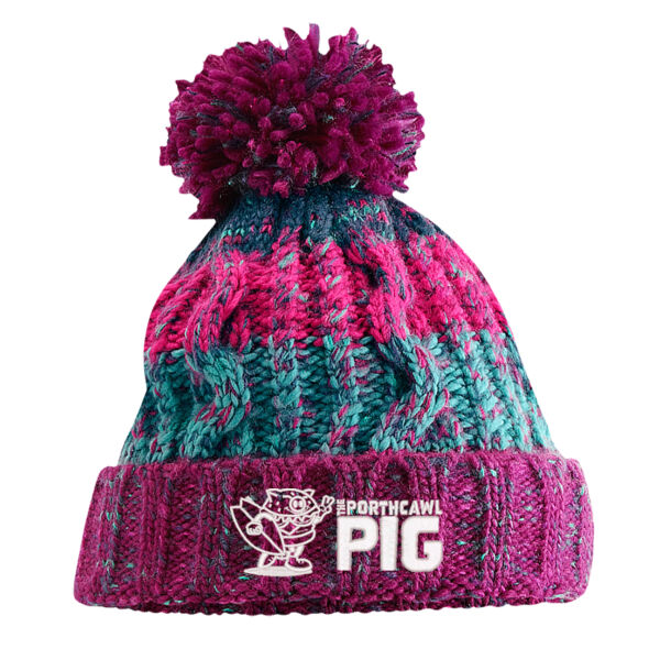 Porthcawl Pig Winter Berries Pom Beanie V2 Thumbnail