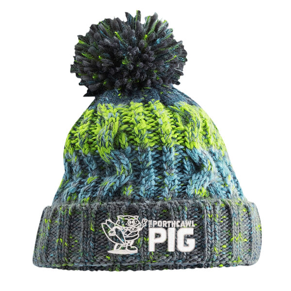 Porthcawl Pig Electric Grey Pom Beanie V2 Thumbnail